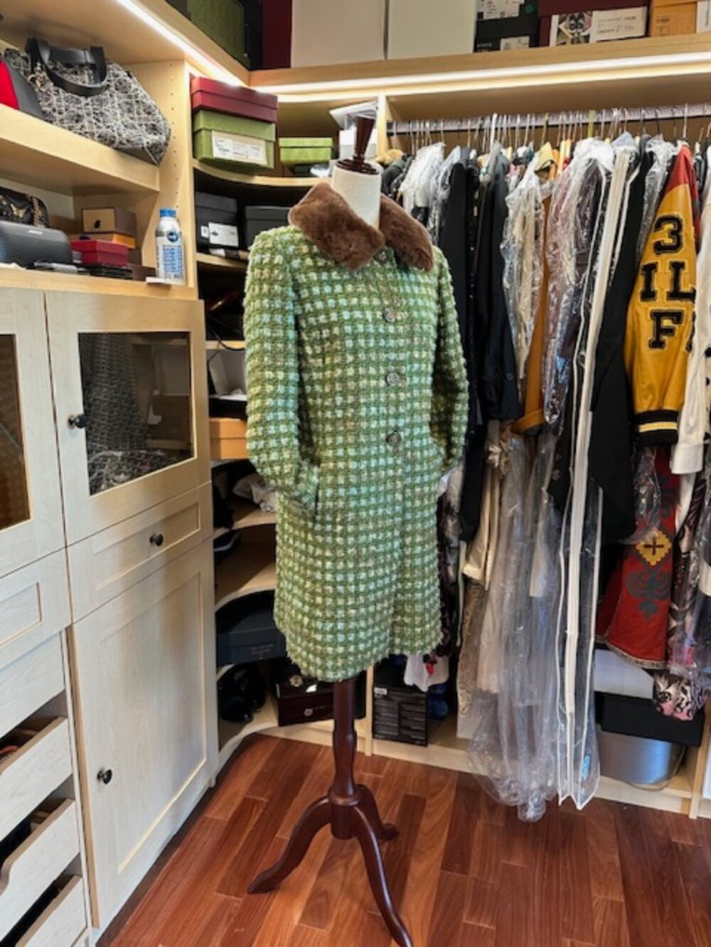 Neiman Marcus Green Size 6 Tweed Coat